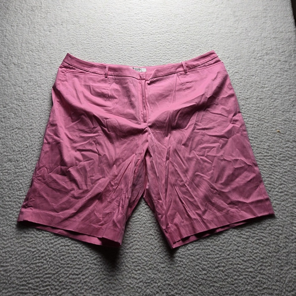Liz Claiborne Bermuda Shorts Womens 22W Pink Twill Stretch Flat Front Casual